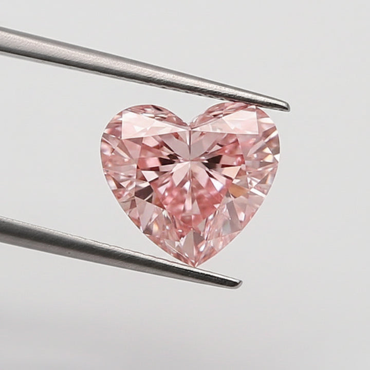 1.00 Carat Heart Cut Lab Grown Diamond VVS2 Fancy Intense Pink IGI Certified
