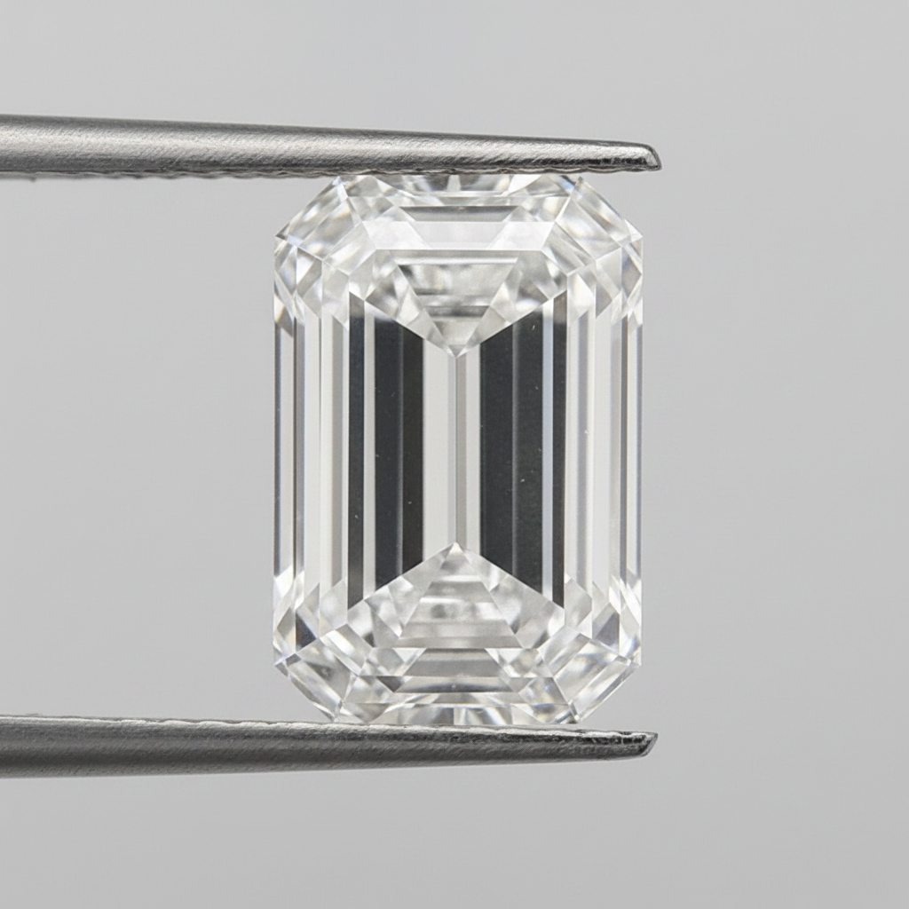 Diamant cultivé en laboratoire taille émeraude de 3,40 carats, VS1/D