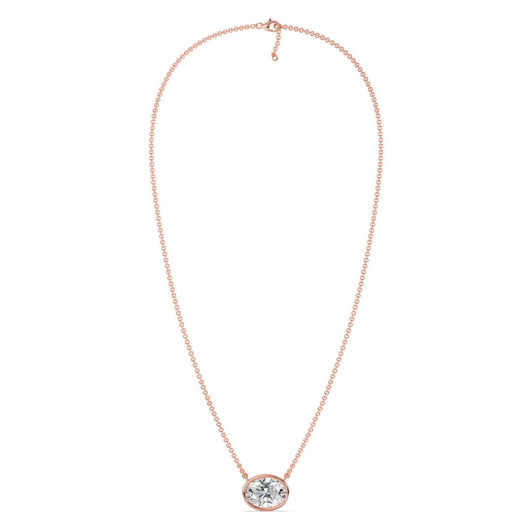 2 Carat Bezel-Set Oval Lab-Grown Diamond Solitaire Pendant Necklace