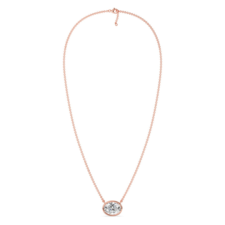 2 Carat Bezel-Set Oval Lab-Grown Diamond Solitaire Pendant Necklace