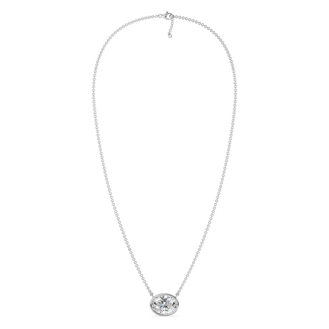 2 Carat Bezel-Set Oval Lab-Grown Diamond Solitaire Pendant Necklace