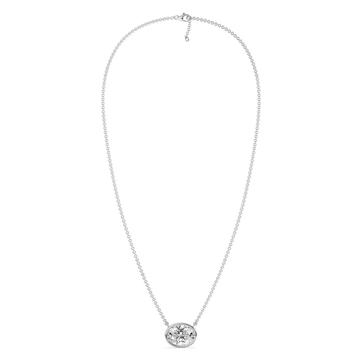 2 Carat Bezel-Set Oval Lab-Grown Diamond Solitaire Pendant Necklace