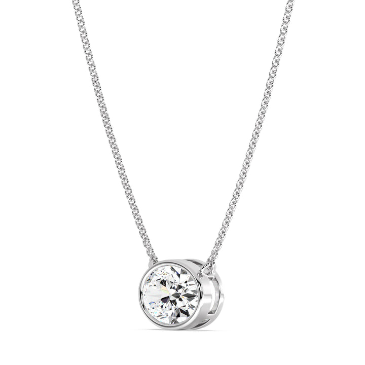 2 Carat Bezel-Set Oval Lab-Grown Diamond Solitaire Pendant Necklace