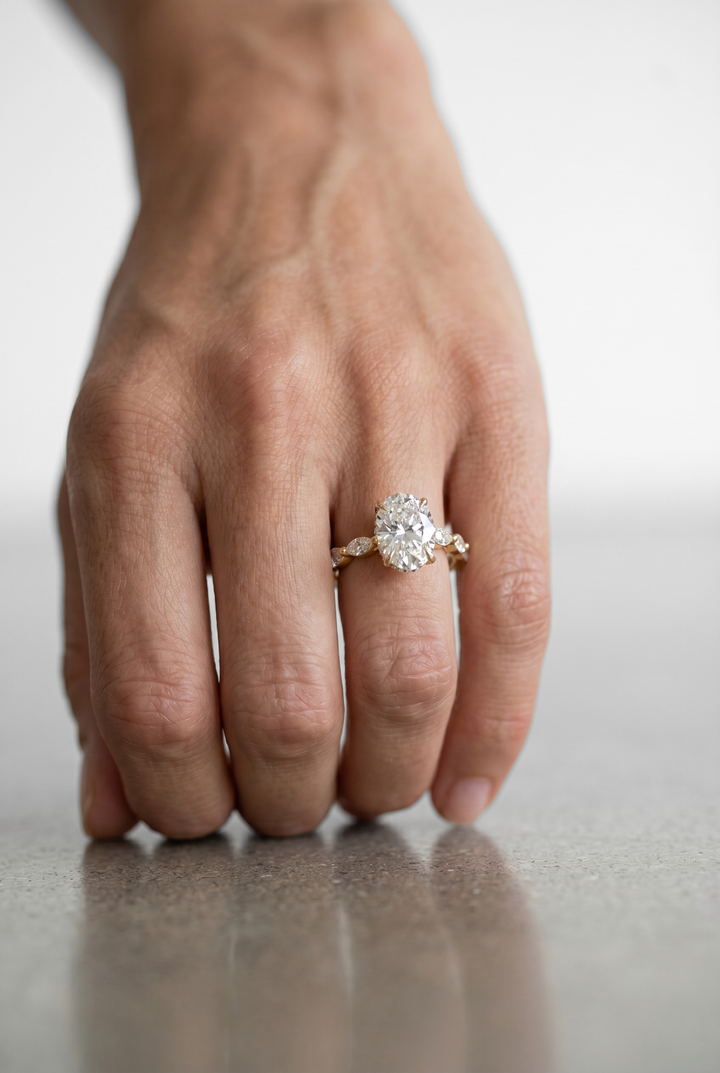 2 Carat Oval Cut Lab Grown Diamond Hidden Halo Ring