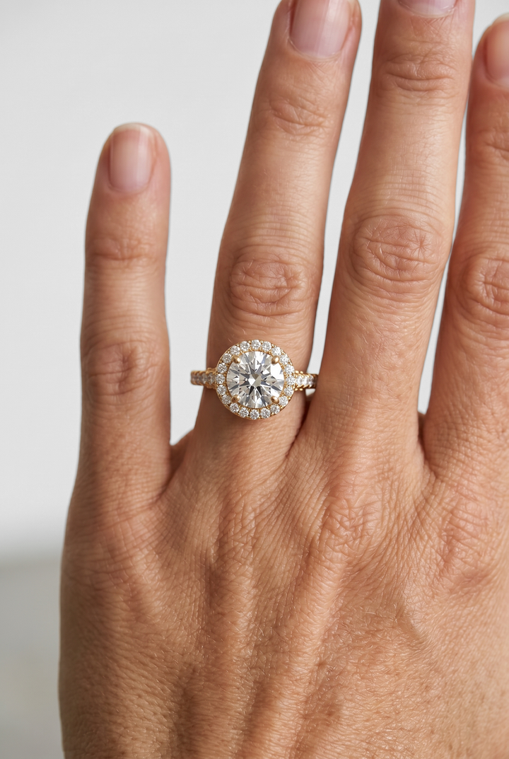 2 Carat Round Halo Engagement Ring