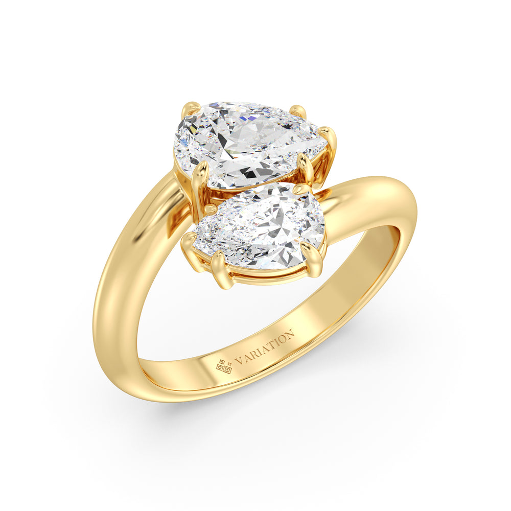 2 Ct Double Pear Cut Lab Grown Diamond Toi et Moi Engagement Ring