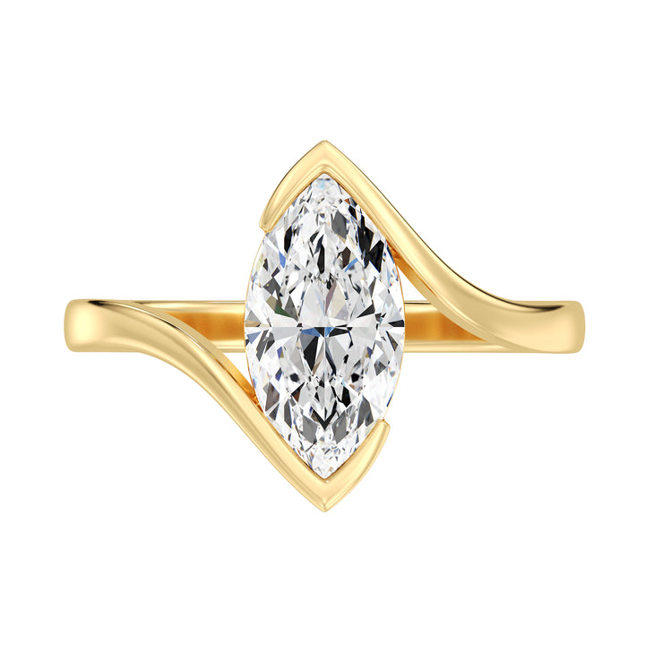 2 Ct Marquise Solitaire Bypass Ring in 18K Yellow Gold