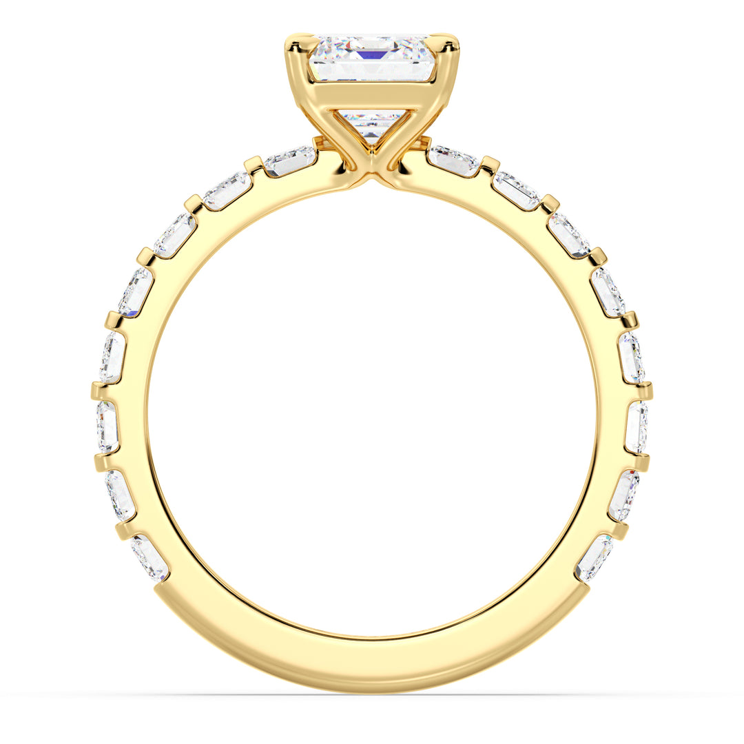 3.33 CTW Emerald Cut Diamond Engagement Ring in 18K Yellow Gold