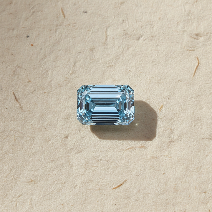 3.00 Carat Emerald Cut Lab Grown Diamond, VS2/Fancy Intense Blue