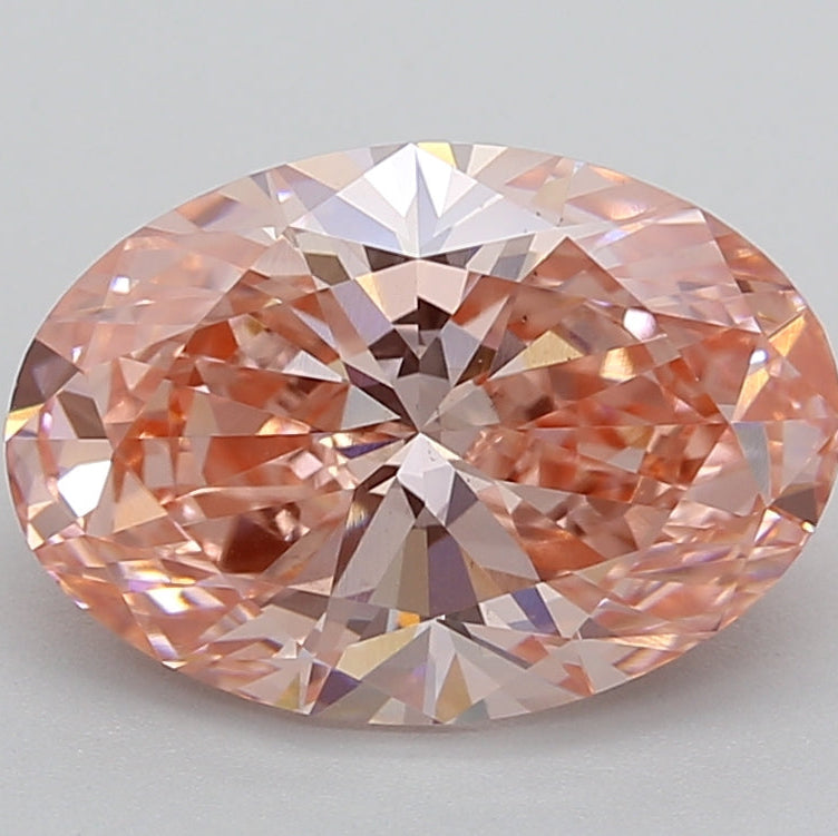 3.00 Carat Oval Cut Lab Grown Diamond VS1 Fancy Vivid Pink