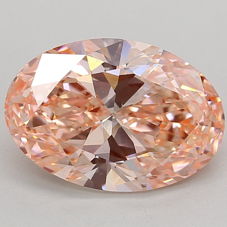 3,00 karaat ovaal geslepen Lab Grown Diamond VS2 Fancy Vivid Orange Pink