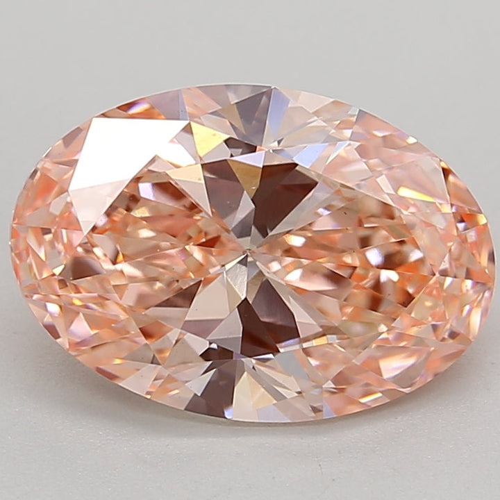 3.00 Carat Oval Cut Lab Grown Diamond VS2 Fancy Vivid Orange Pink