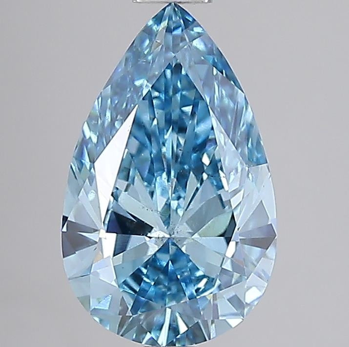 3.00 Carat Pear Cut Lab Grown Diamond VS2Fancy Vivid Blue