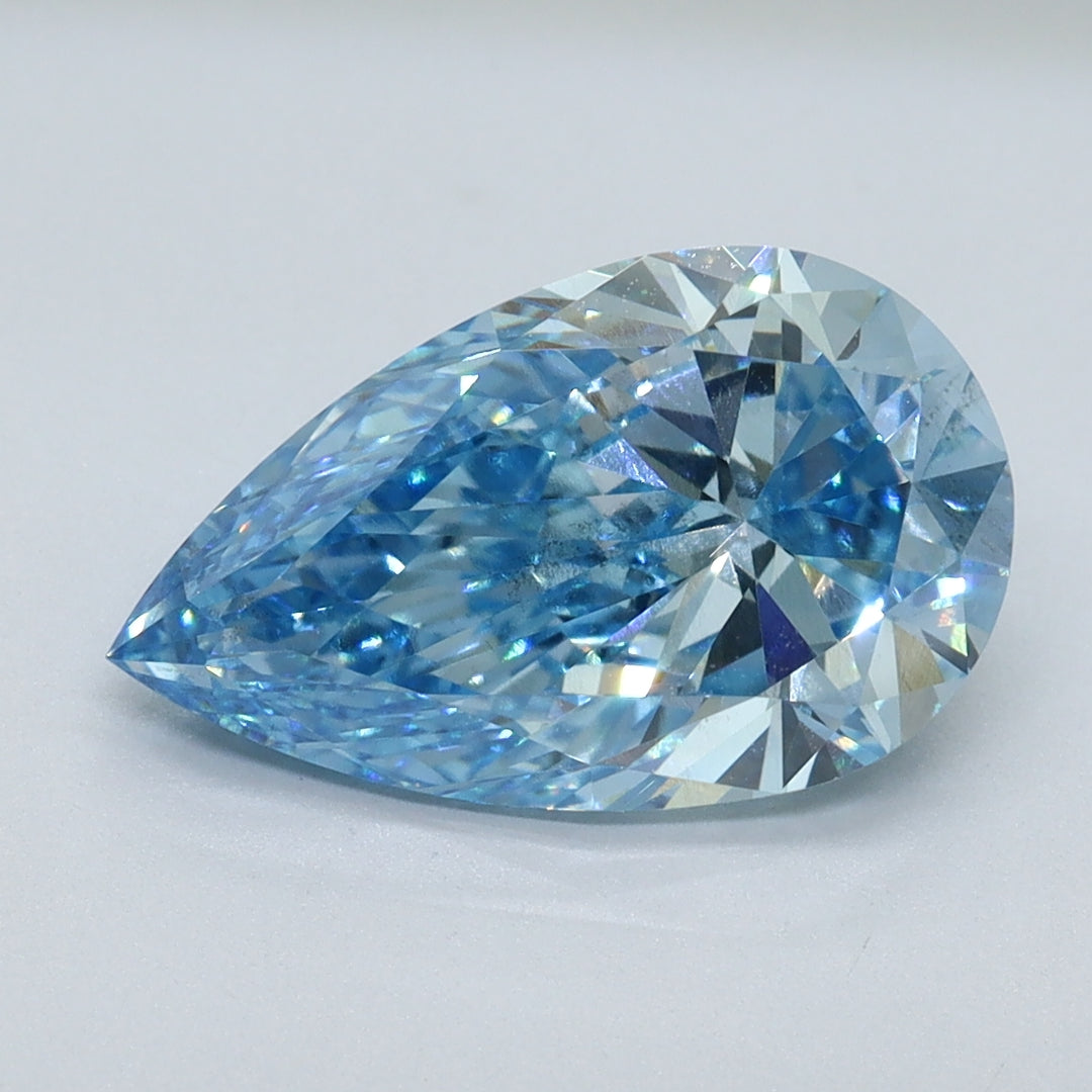 3.00 Carat Pear Cut Lab Grown Diamond VS2Fancy Vivid Blue