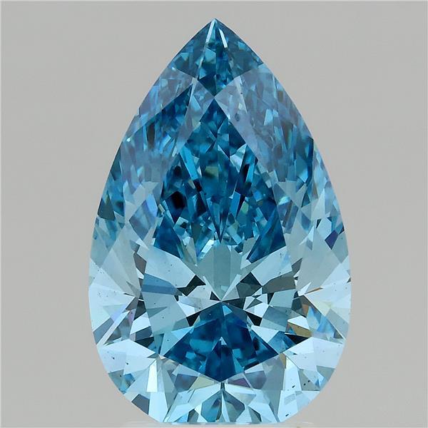 3.00 Carat Pear Cut Lab Grown Diamond VS2Fancy Vivid Blue