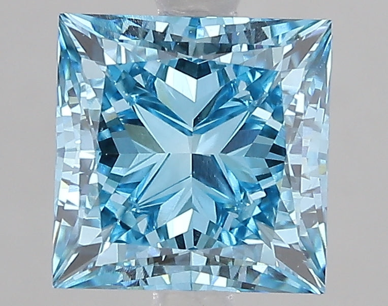 3.00 Carat Princess Cut Lab Grown Diamond VS1Fancy Vivid Blue