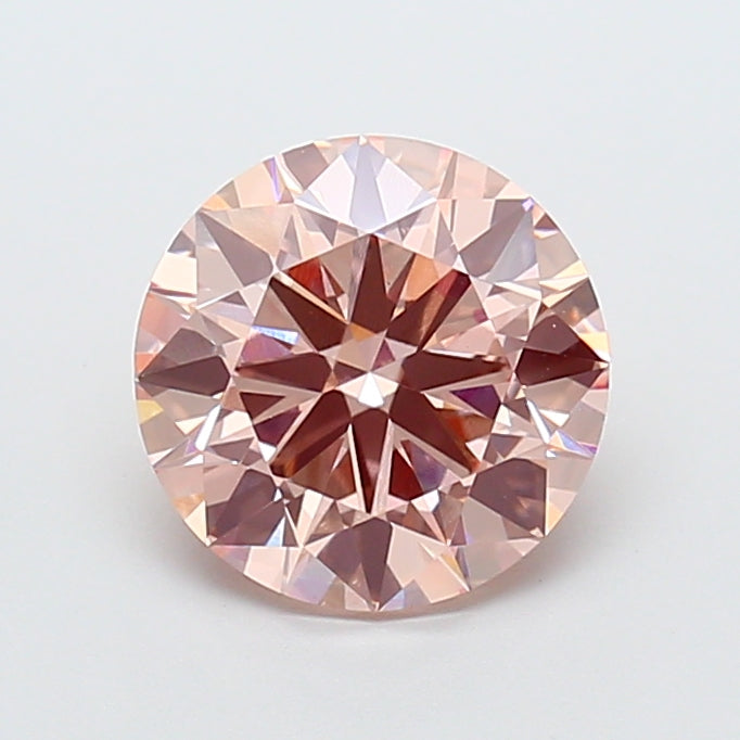 Diamante redondo cultivado en laboratorio de 3,00 quilates VS1 rosa intenso elegante