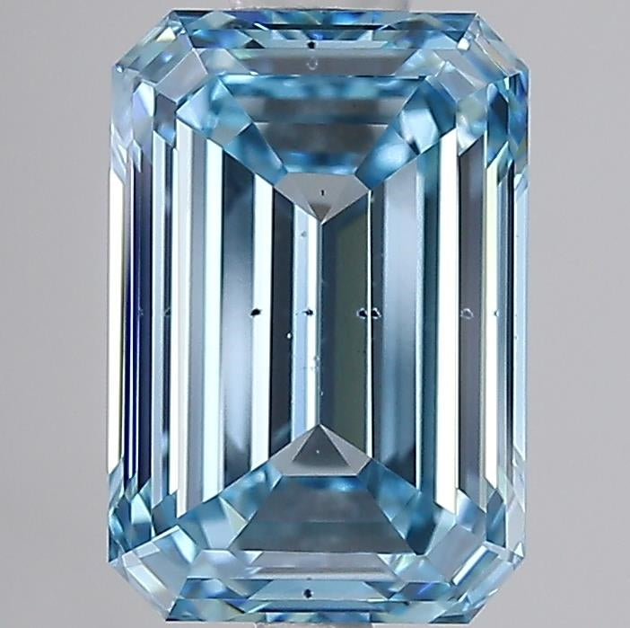3.01 Carat Emerald Cut Lab Grown Diamond SI1Fancy Vivid Blue