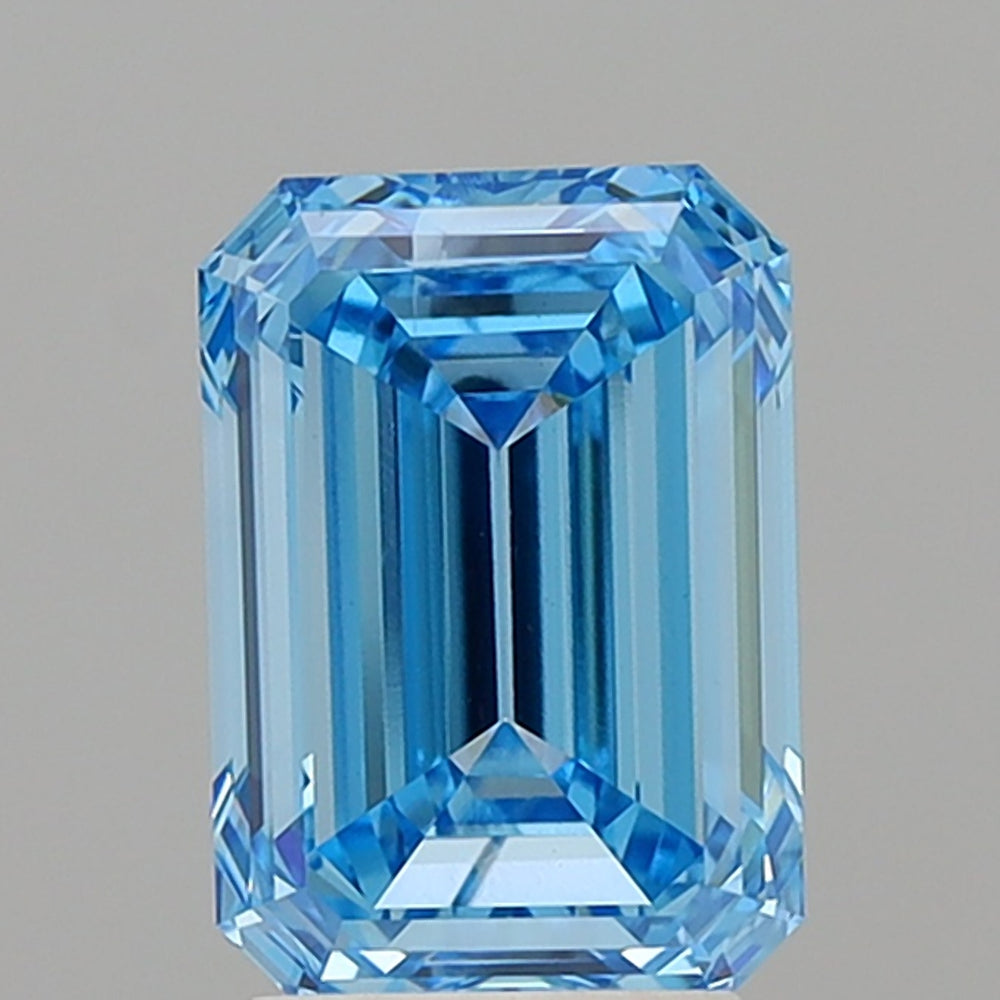 3.01 Carat Emerald Cut Lab Grown Diamond SI2Fancy Vivid Blue