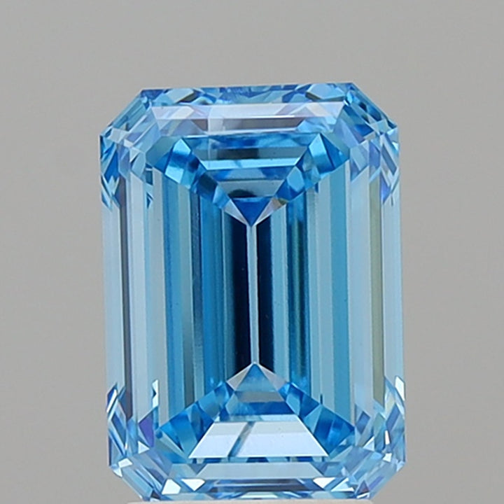 3.01 Carat Emerald Cut Lab Grown Diamond SI2Fancy Vivid Blue