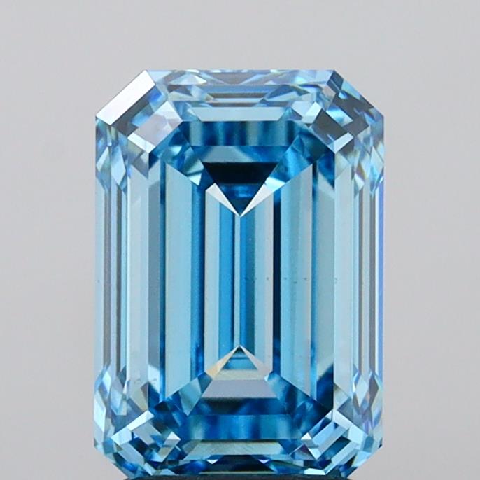 3.01 Carat Emerald Cut Lab Grown Diamond VS1Fancy Vivid Blue