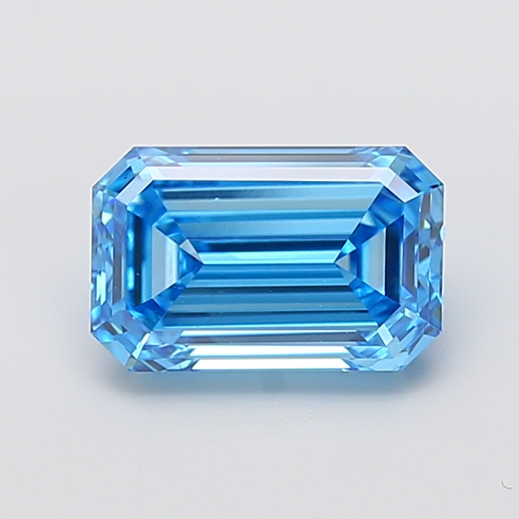 3.01 Carat Emerald Cut Lab Grown Diamond VS1Fancy Vivid Blue