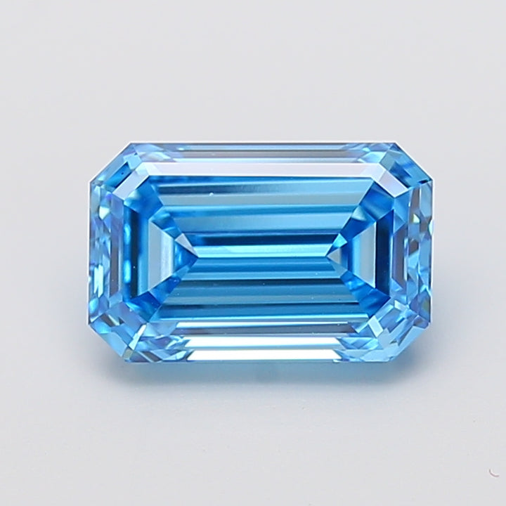3.01 Carat Emerald Cut Lab Grown Diamond VS1Fancy Vivid Blue