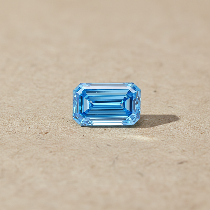 3.01 Carat Emerald Cut Lab Grown Diamond, VS1/Fancy Vivid Blue