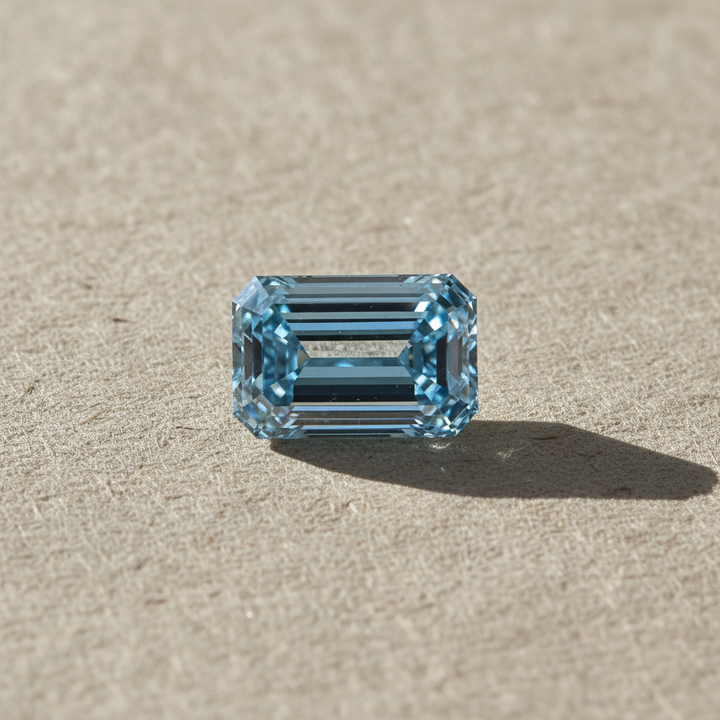 3.01 Carat Emerald Cut Lab Grown Diamond, VS2/Fancy Intense Blue