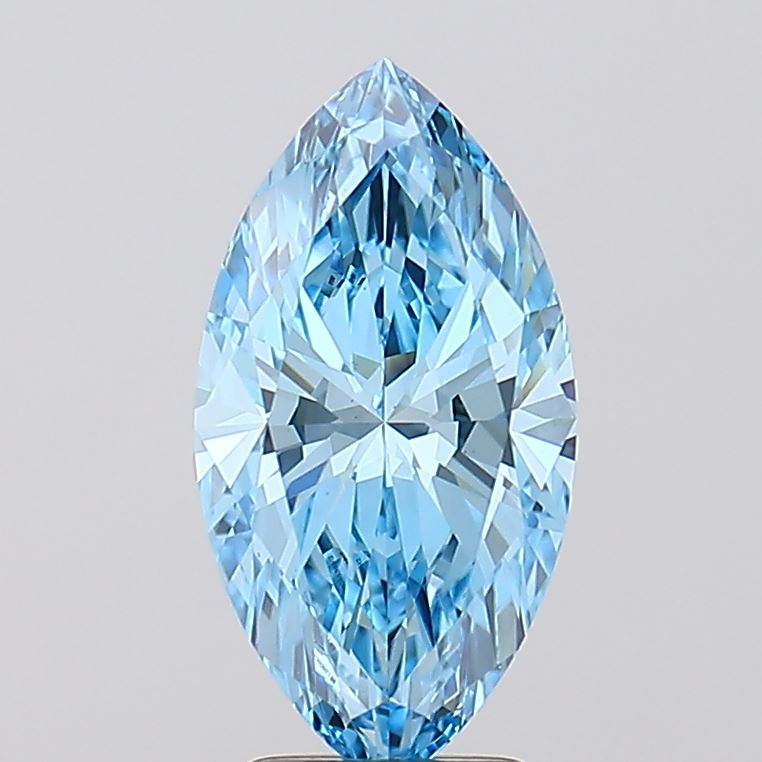 3.01 Carat Marquise Cut Lab Grown Diamond VS1Fancy Vivid Blue