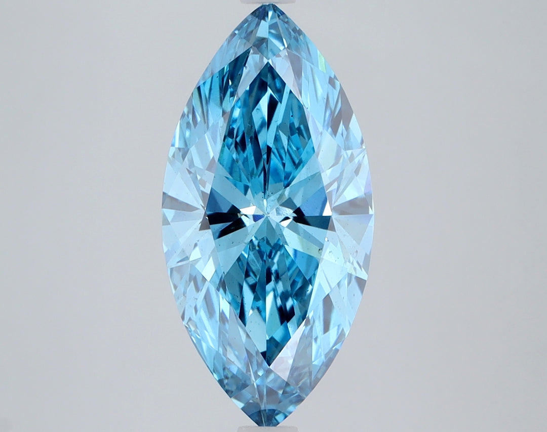 3.01 Carat Marquise Cut Lab Grown Diamond VS2Fancy Vivid Blue