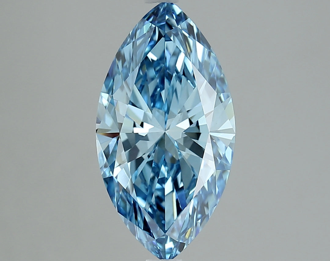 3.01 Carat Marquise Cut Lab Grown Diamond VVS2Fancy Vivid Blue