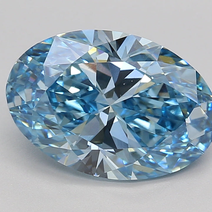 3.01 Carat Oval Cut Lab Grown Diamond VS1 Fancy Vivid Blue