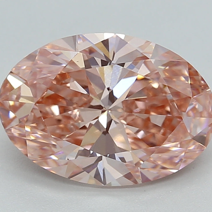 3.01 Carat Oval Cut Lab Grown Diamond VS1 Fancy Vivid Pink