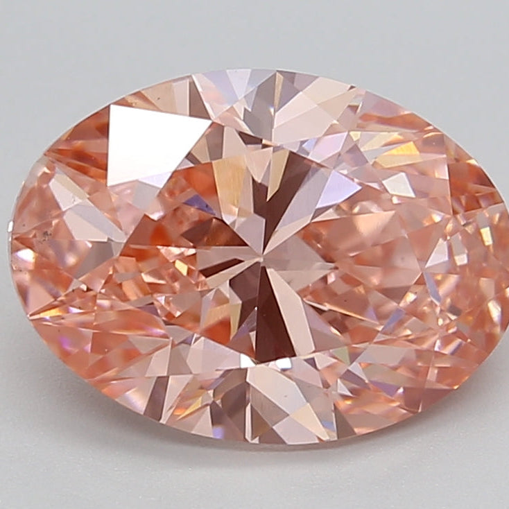 3.01 Carat Oval Cut Lab Grown Diamond VS2 Fancy Vivid Pink