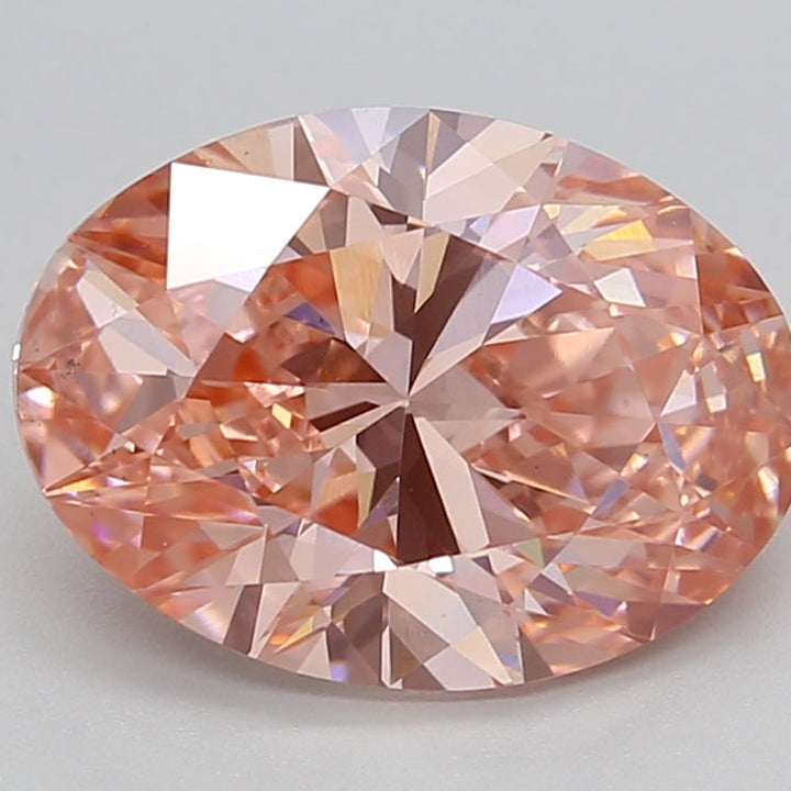 3.01 Carat Oval Cut Lab Grown Diamond VS2 Fancy Vivid Pink