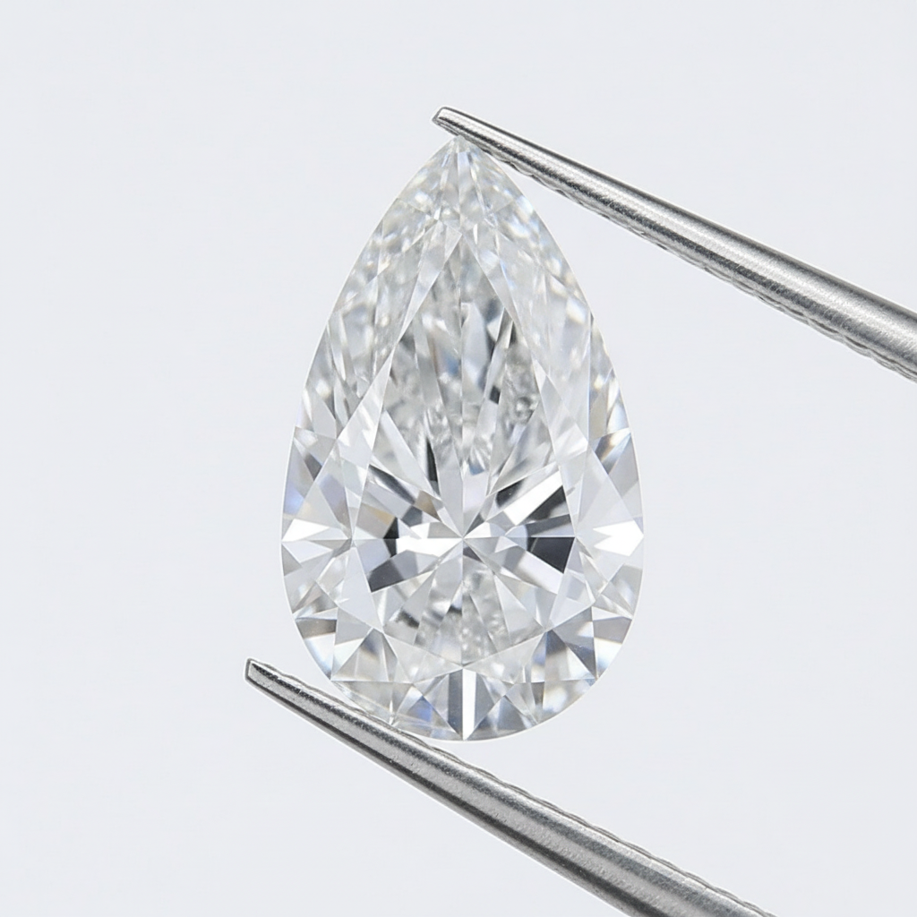 3.01 Carat D VVS2 Pear Shape CVD Lab Grown Diamond IGI Certified
