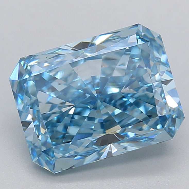 3.01 Carat Radiant Cut Lab Grown Diamond VS1 FANCY VIVID BLUE