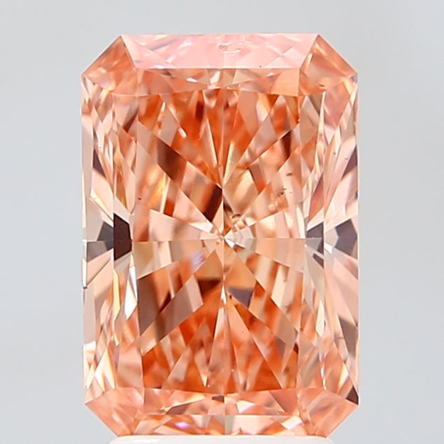 3.01 Carat Radiant Cut Lab Grown Diamond VS2Fancy Vivid Orange Pink