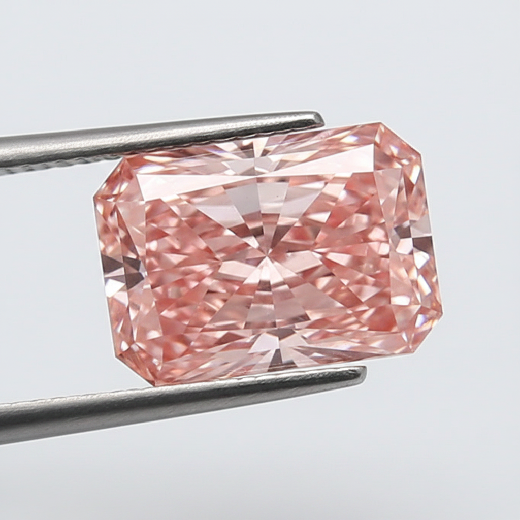 Diamante cultivado em laboratório com corte radiante de 3,01 quilates, VS2/rosa vívido extravagante