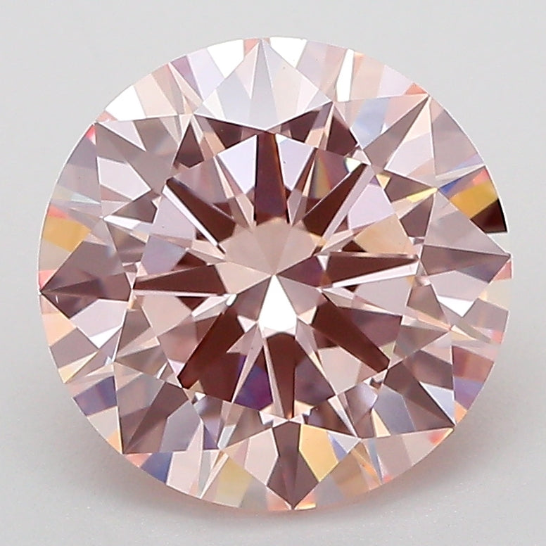 3.01 Carat Round Lab Grown Diamond VS1 Fancy Intense Pink
