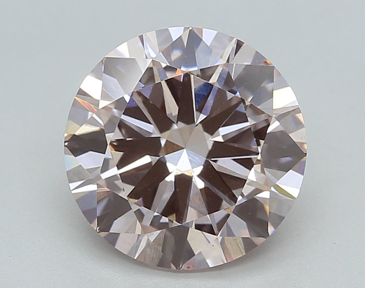 3.02 CT Round Cut Light Brownish Pink Lab Grown Diamond, IGI Certified