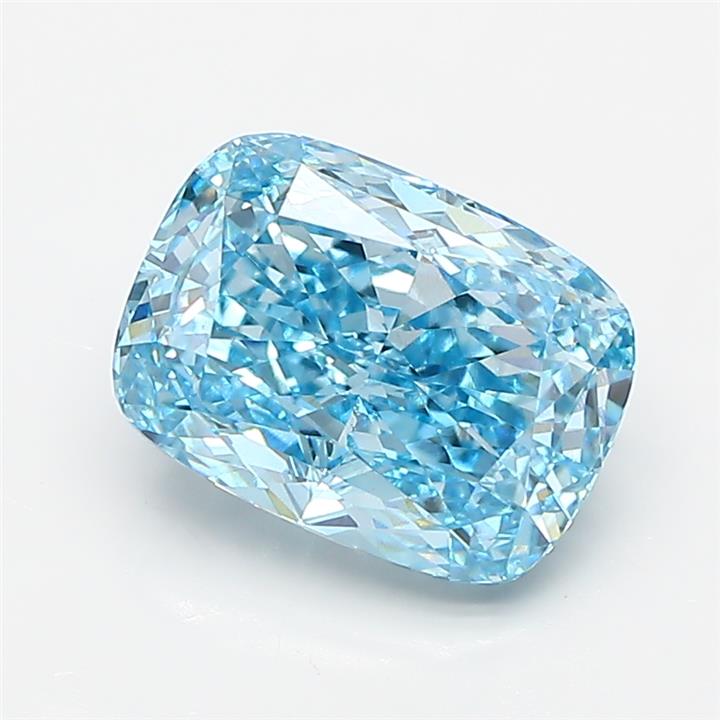 3.02 Carat Cushion Modified Lab Grown Diamond VS1Fancy Vivid Blue