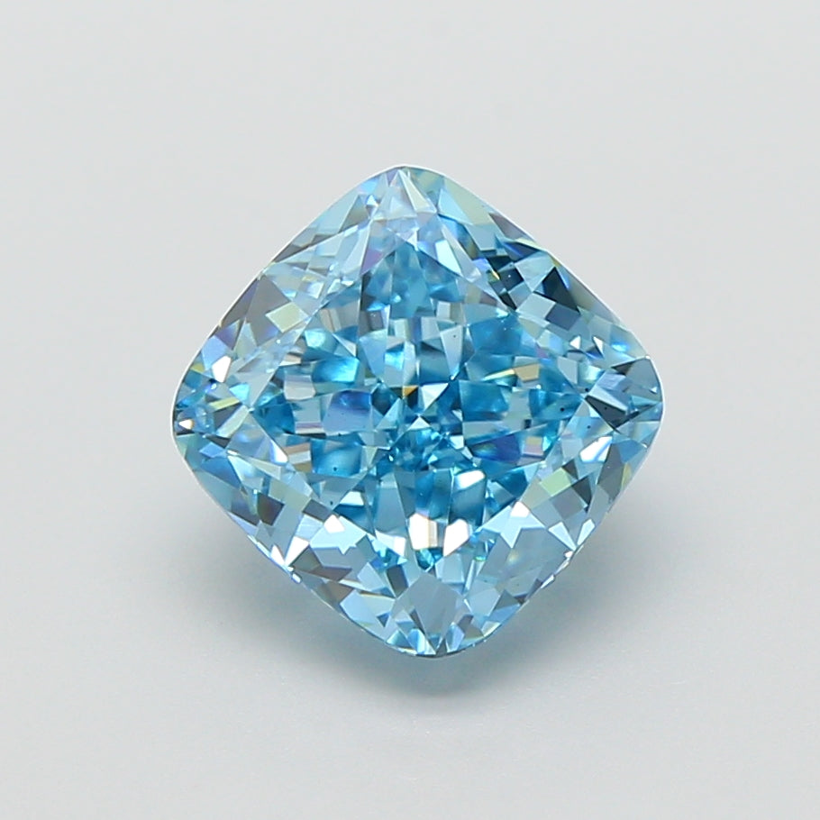 3.02 Carat Cushion Square Lab Grown Diamond VS1Fancy Vivid Blue