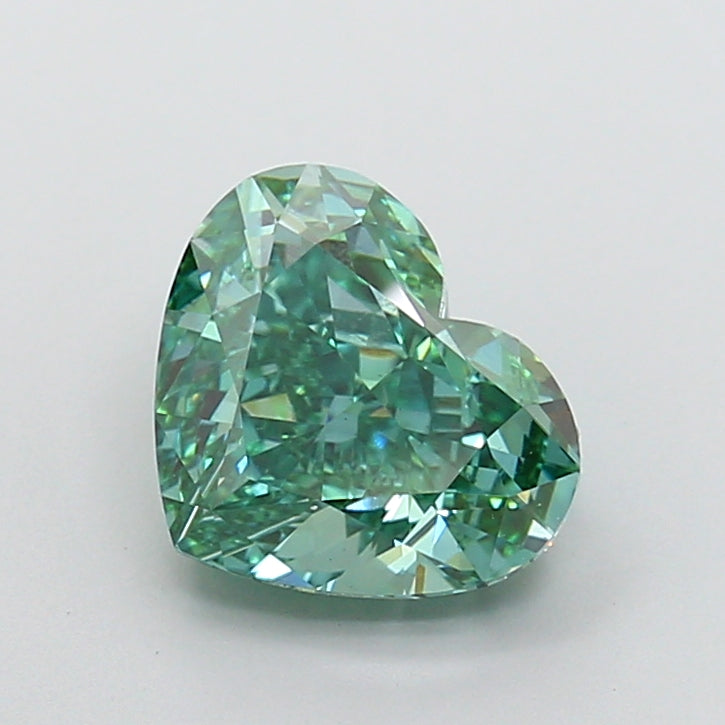 3.02 Carat Heart Cut Lab Grown Diamond VS1Fancy Vivid Green