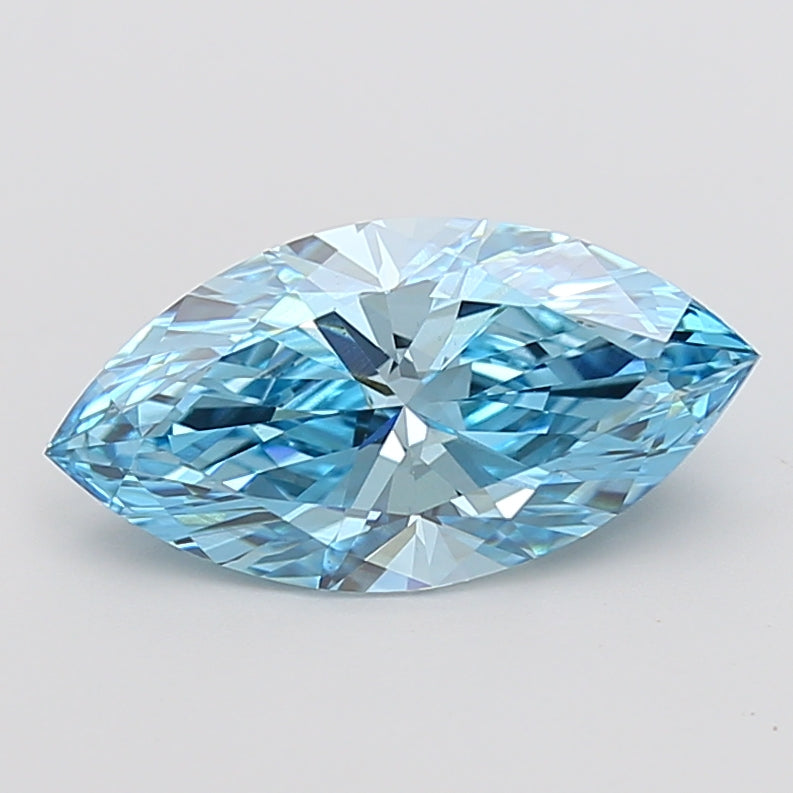 3.02 Carat Marquise Cut Lab Grown Diamond VS1Fancy Vivid Blue