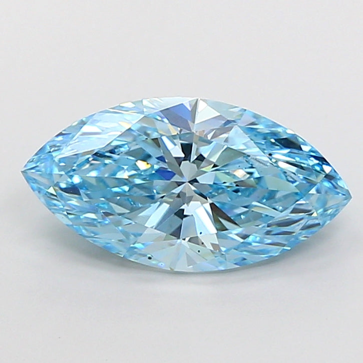 3.02 Carat Marquise Cut Lab Grown Diamond VS2Fancy Vivid Blue
