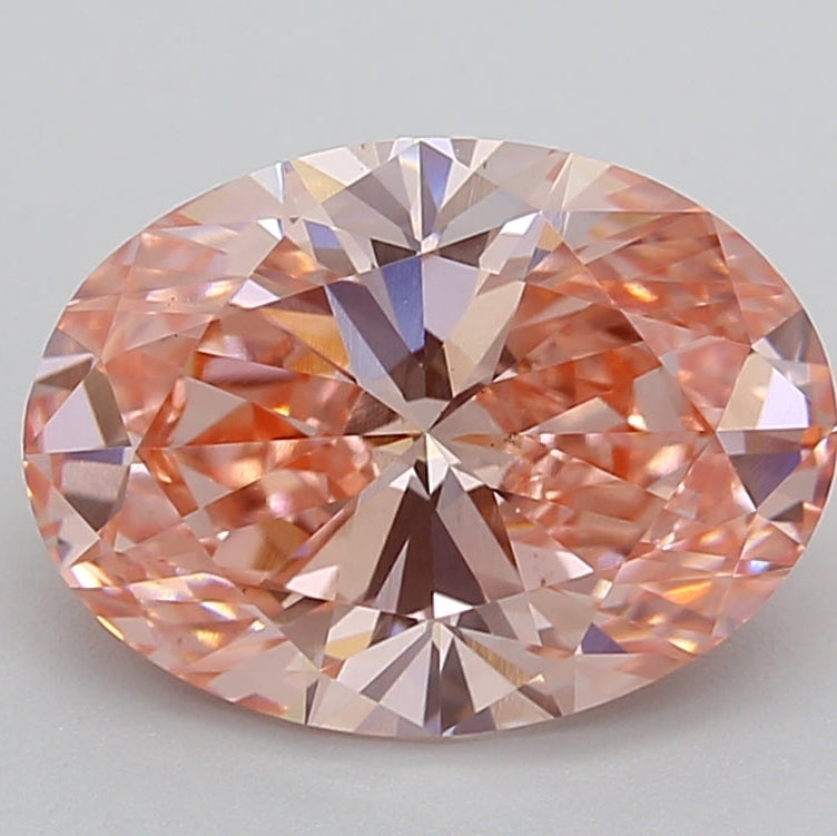 3.02 Carat Oval Cut Lab Grown Diamond VS1 Fancy Vivid Pink