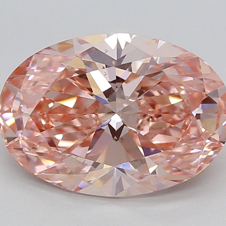 3.02 Carat Oval Cut Lab Grown Diamond VS1 Fancy Vivid Pink