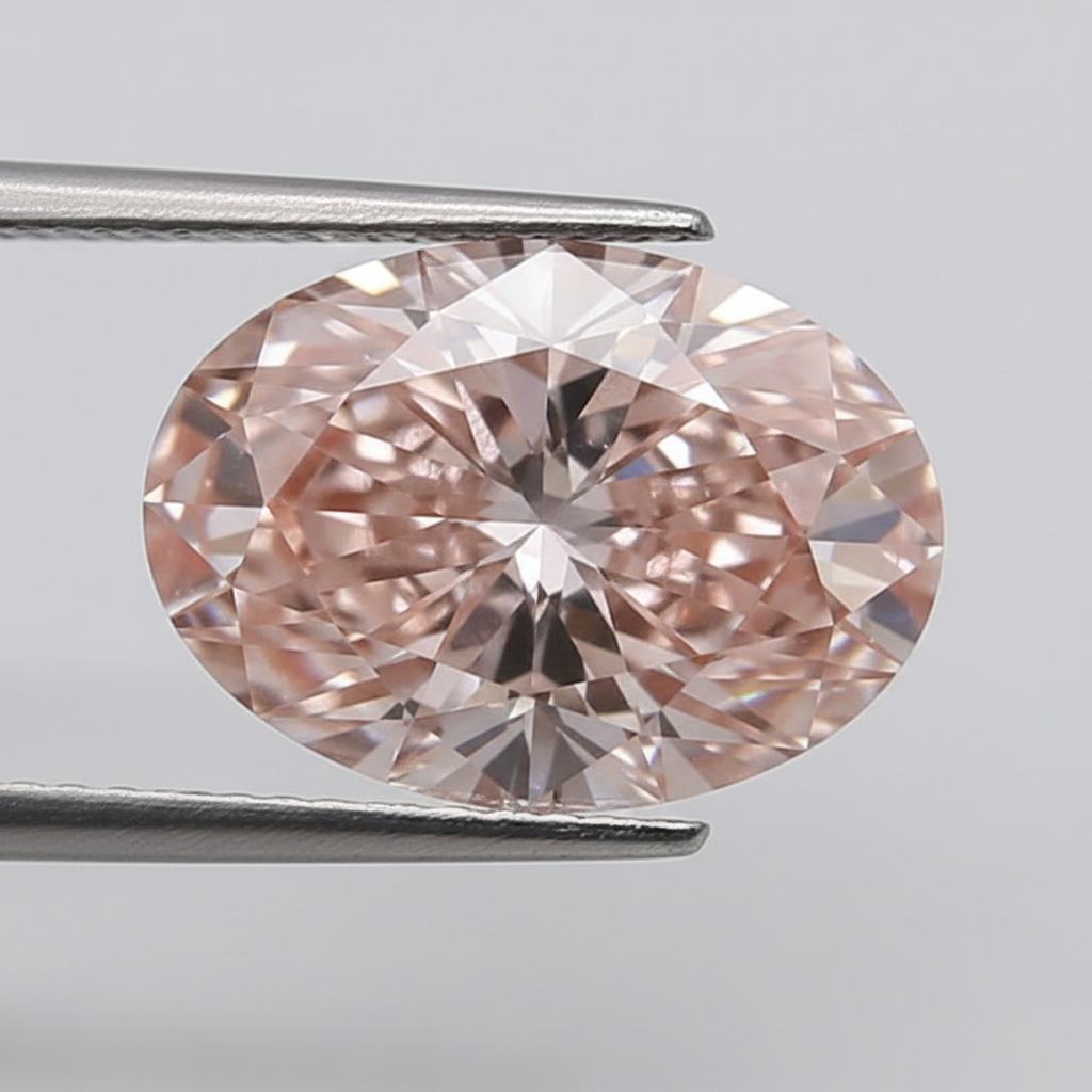 3,02 karaat ovaal geslepen lab-grown diamant, VS2/FANCY INTENSE ROZE